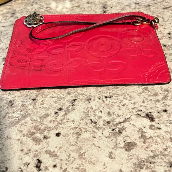 Brighton Pink Patent Leather Flower Embossed Wristlet - Silver Brighton Hardware - Picture 7 of 10